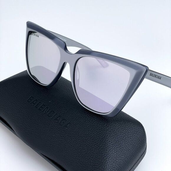 SALE! NEW Balenciaga BB0046S 006 Silver Mirrored Square Cat Eye Women Sunglasses main image 6